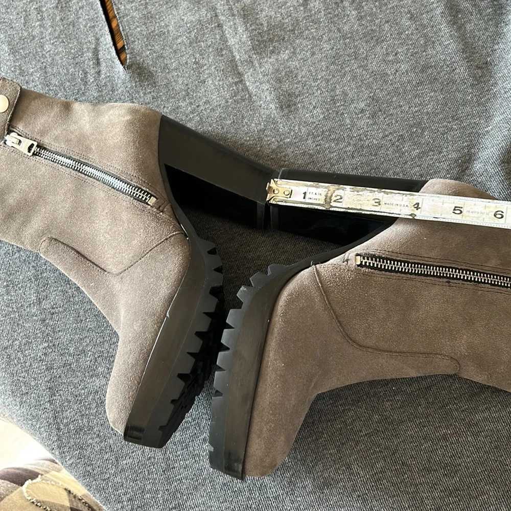 Pre-loved AllSAINTS, Ana Suede blocked heel Ankle booties - Picture 2 of 9